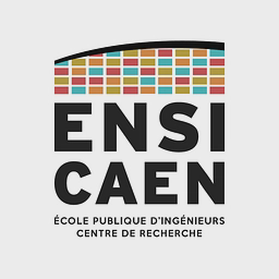 Logo ENSICAEN - Enseignement, Formation et Recherche. Ecole publique d'Ingénieurs et Centre de Recherche.